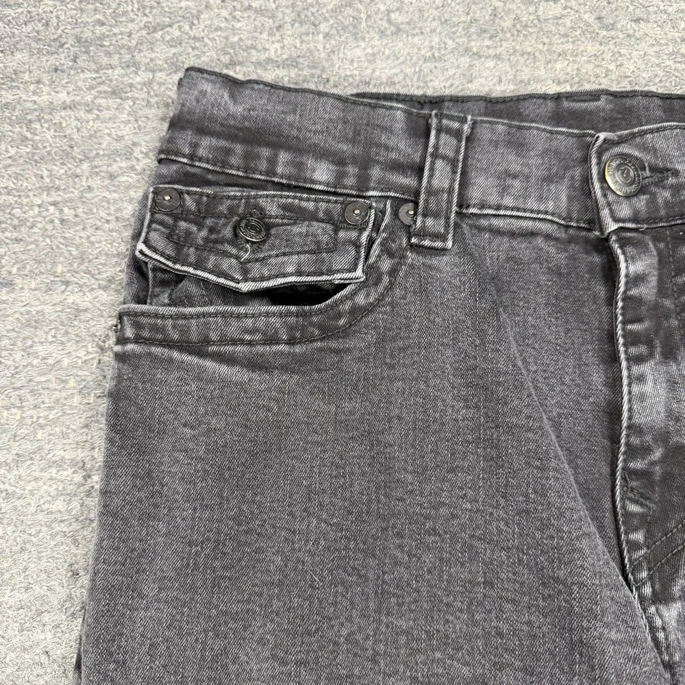 True Religion Ricky Jeans Mens 34x32 Black Flap Relaxed Straight Denim Stretch